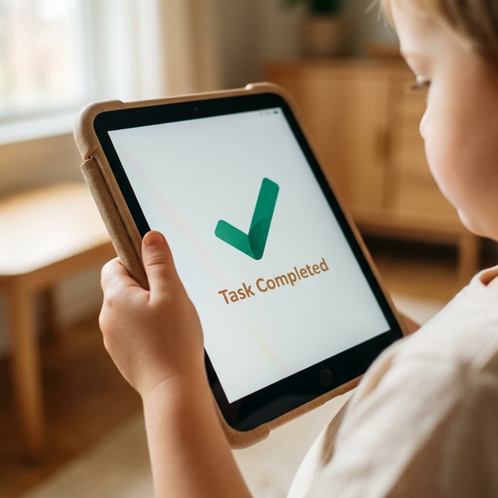 Child using educational tablet